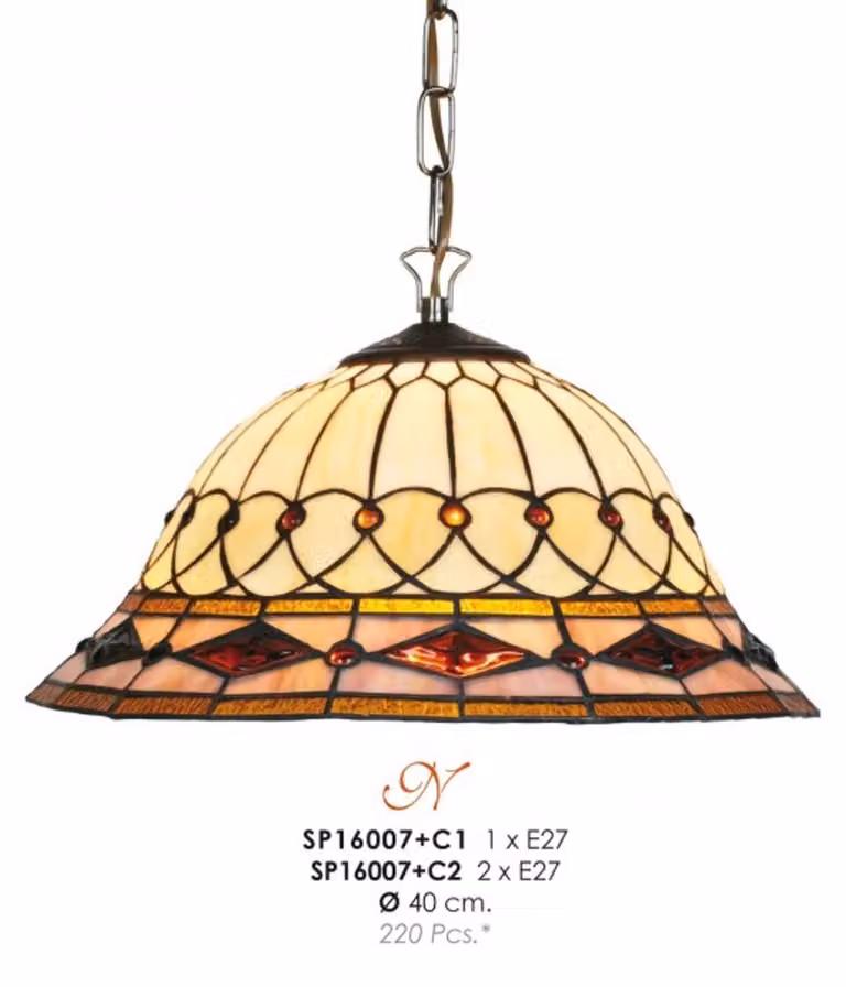 Lampada a sospensione Tiffany diametro 40 cm SP16007 + C1/C2 Lampada
