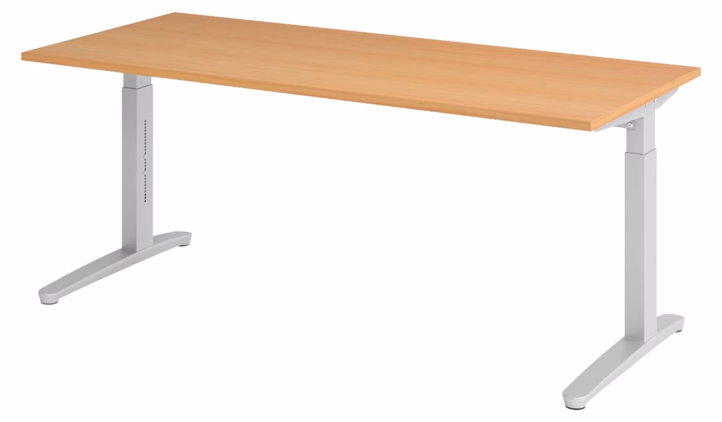 Scrivania bümö serie XB - Struttura: argento, finitura: faggio, dimensioni: 180 x 80 cm