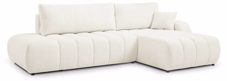 Divano a tre posti con funzione letto, modello Baloa, lato destro, colore avorio