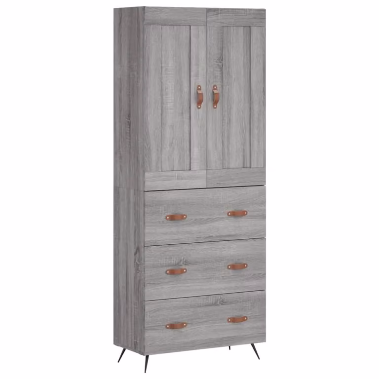 Credenza Grigio Sonoma 69,5x34x180 cm in Legno Multistrato