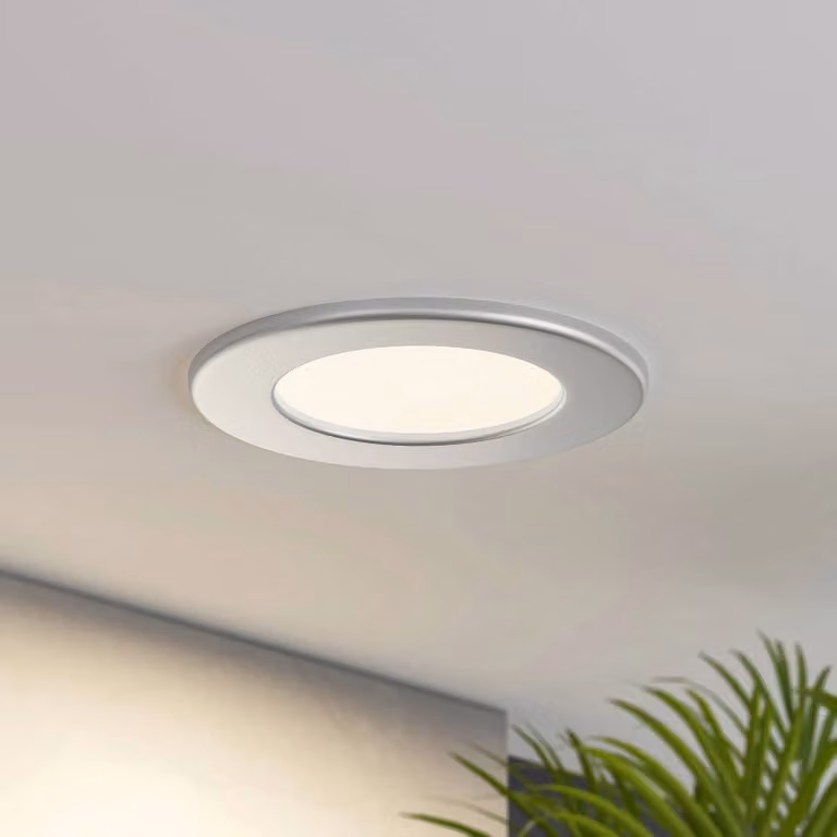 Prios Luci LED da incasso Cadance, argento, 12 cm, set di 10, CCT Cadance PRIOS, dimmerabile, Alluminio / Grigio / Zincato, Bagno, Alluminio, Moderno