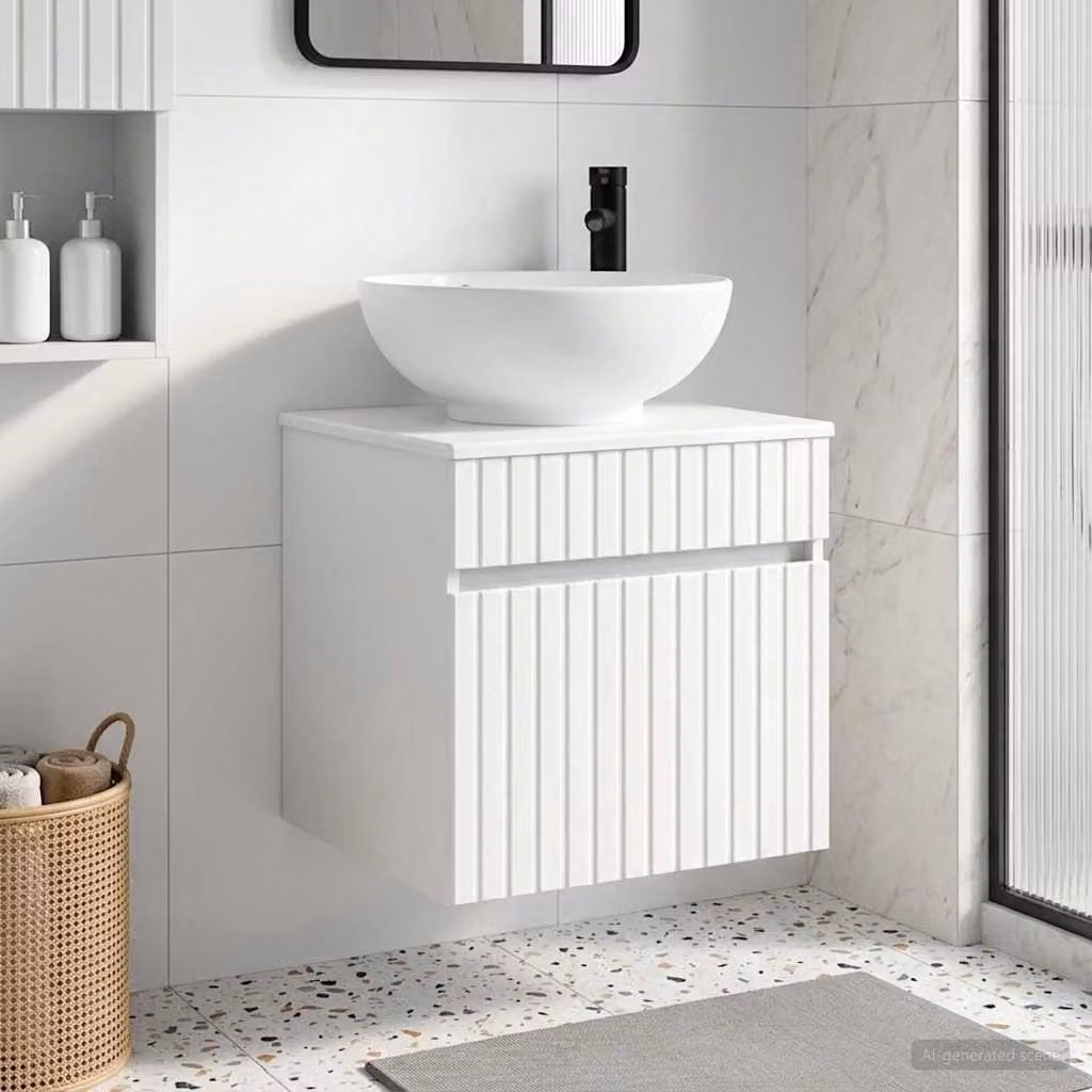 Mobile lavabo da parete vidaXL Bianco Lucido L: 49 cm, P: 44,5 cm, H: 66,5 cm