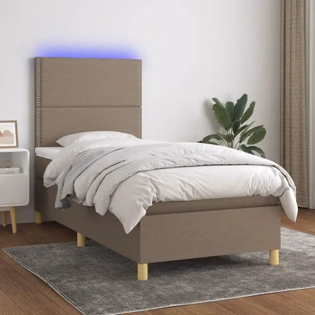Letto Ibrido con Materasso vidaXL in Tessuto Beige con Illuminazione LED e Porte USB L/P: 90 x 190 cm – 1