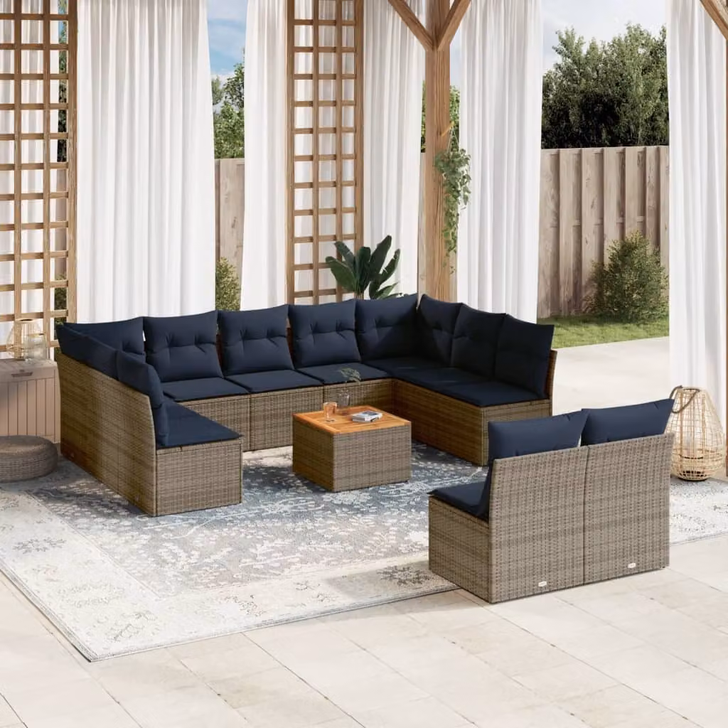 Maison Exclusive - Set Divani da Giardino 12 pz con Cuscini Grigio in Polyrattan