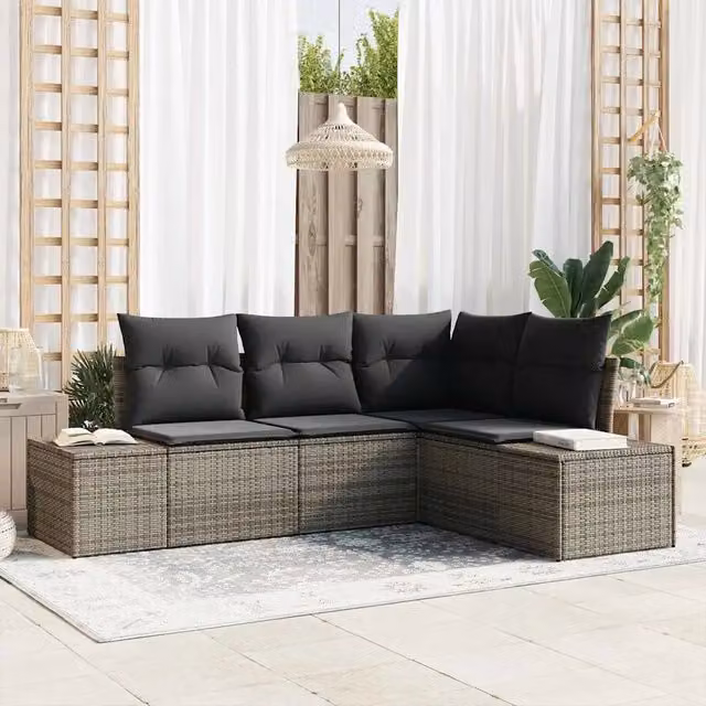 Set Divano da Giardino 4 pz Grigio polyrattan 3355708