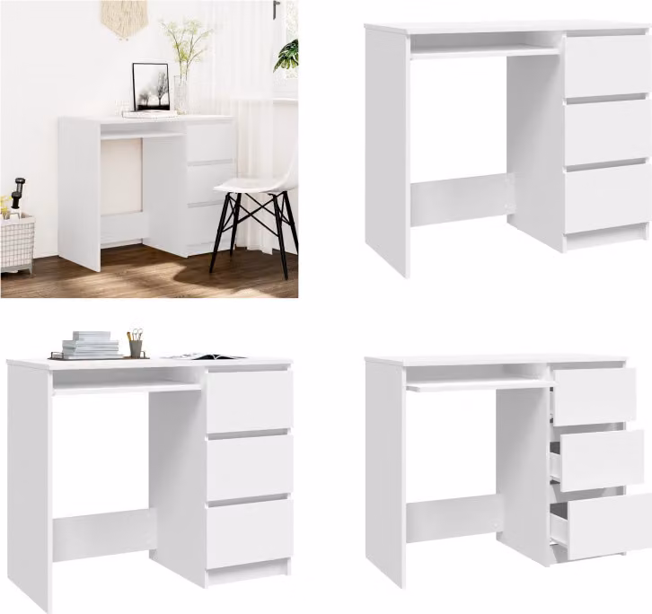 vidaXL Scrivania bianca 90x45x76 cm in legno - Scrivania - Scrivanie - Scrivania per computer - Scrivanie per computer