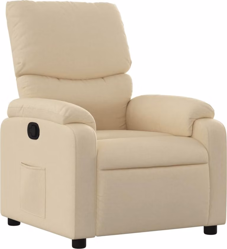 Poltrona reclinabile in tessuto color crema
