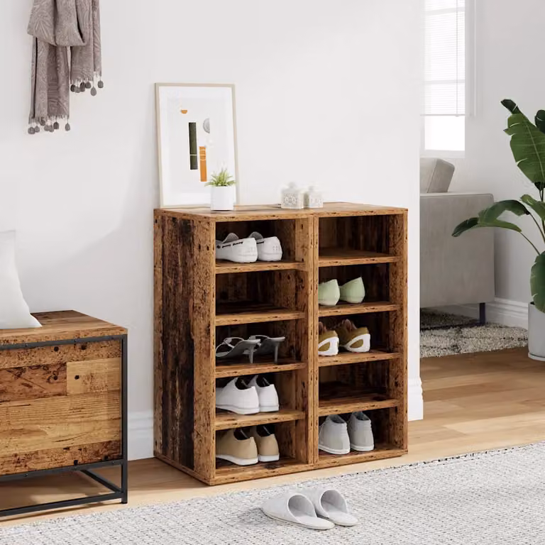 Mobile porta scarpe vidaXL in legno stile rustico marrone L/P/H: 32 x 35 x 70 cm