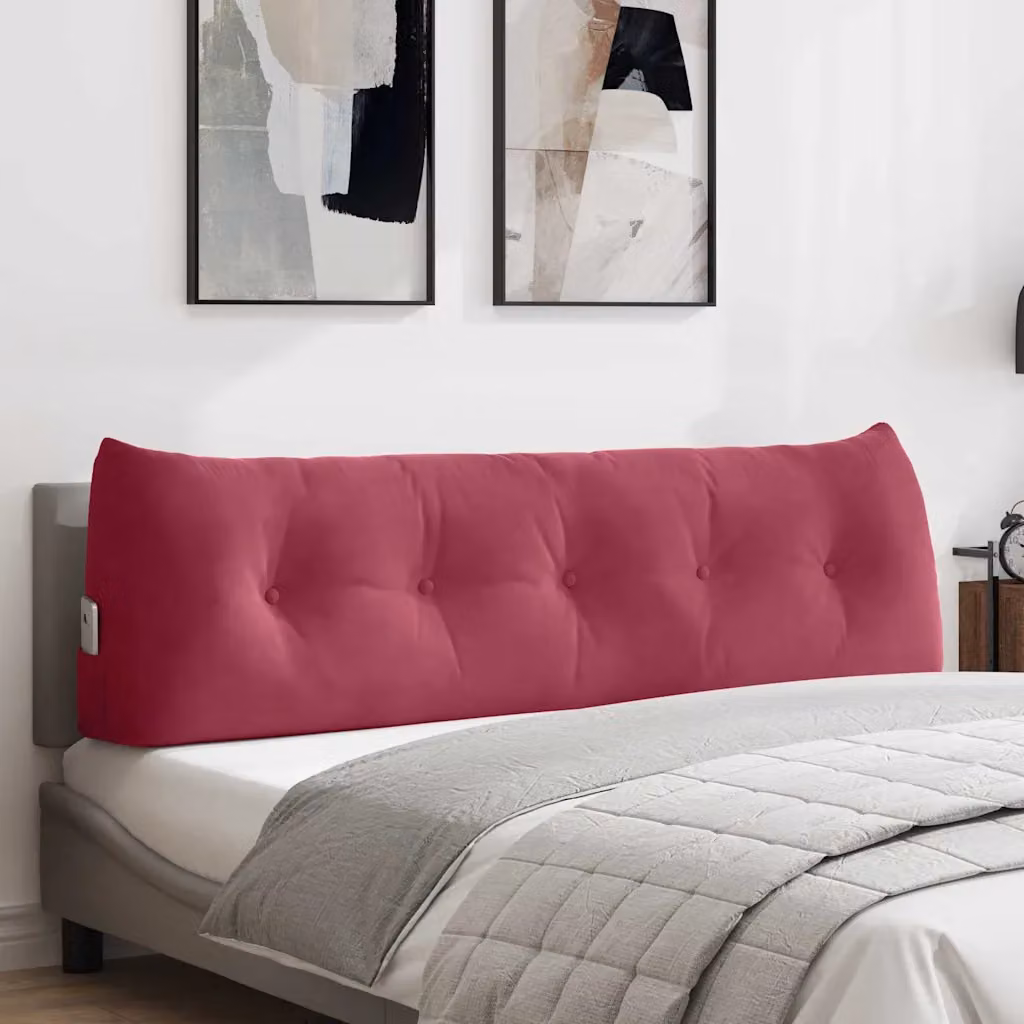 Cuscino per schiena ergonomico vidaXL in velluto rosso, L 160 x P 24 x H 50 cm