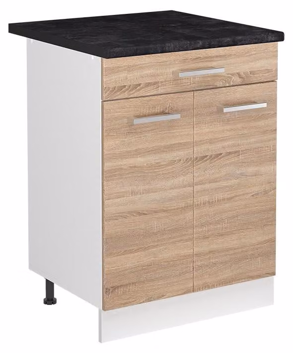 Mobile lavello cucina Vicco R-Line Sonoma/Bianco 60 cm piano di lavoro Antracite, Model 73028