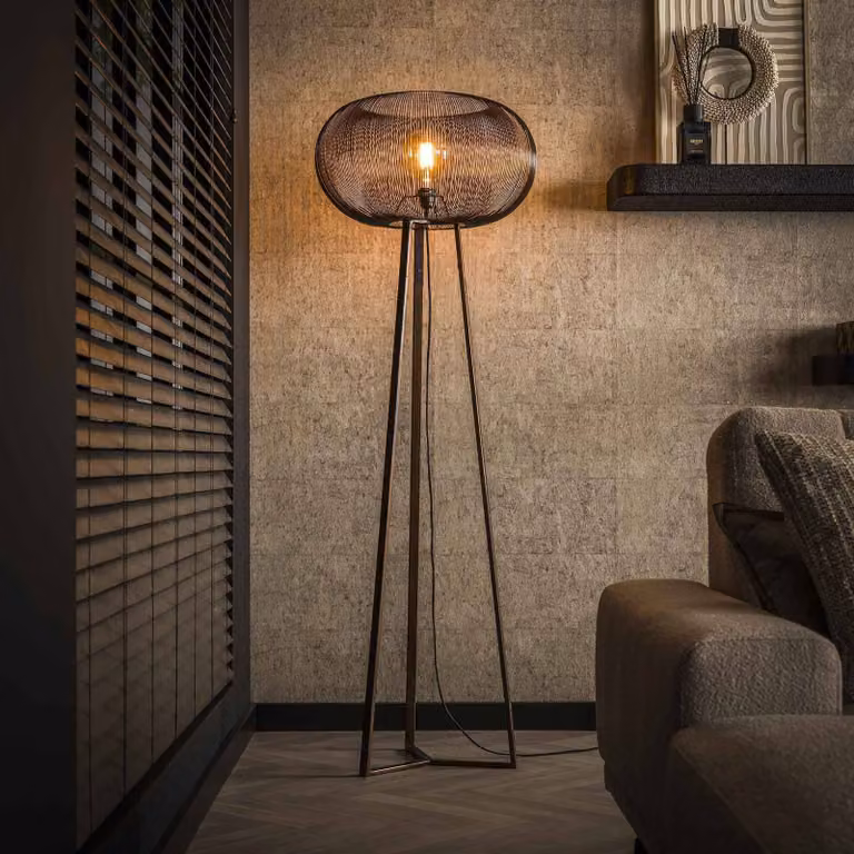 ZIJLSTRA Lampada da terra Copper Twist, Nero, Soggiorno / Sala da pranzo, Metallo, Lampada da terra