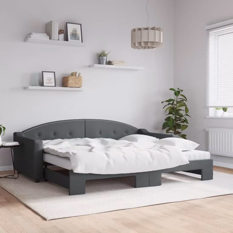 Maison Exclusive - Divano letto estraibile con materasso grigio scuro 90x200 cm in tessuto