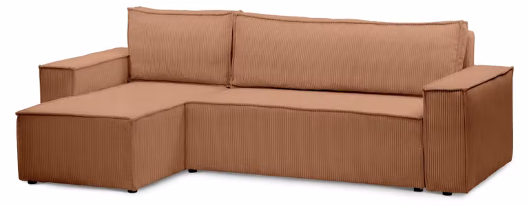 Divano angolare con funzione letto, modello Agi, colore cannella