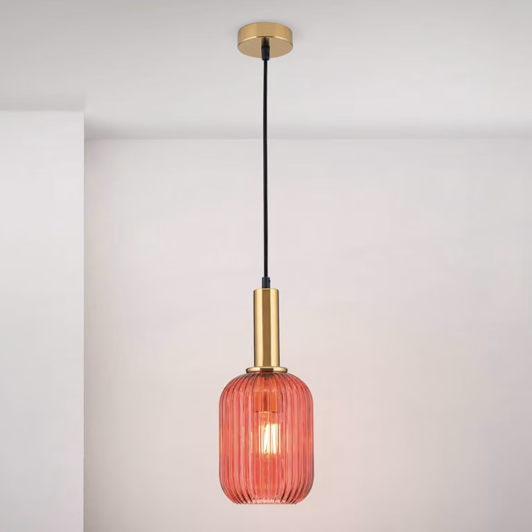 ORION Lampada a sospensione in vetro Carneval, dimmerabile, Rosso, Soggiorno / Sala da pranzo, Vetro, Lampada a sospensione