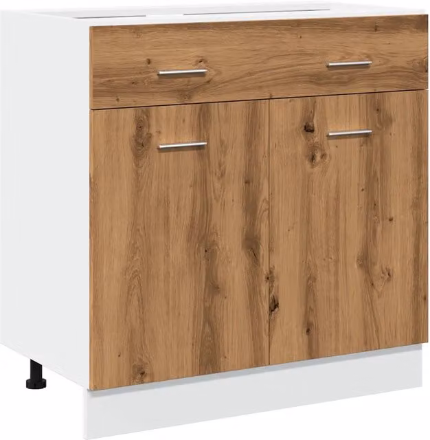 Mobile contenitore moderno per cucina con cassetti in rovere color marrone L: 80 cm, P: 46 cm, H: 81,5 cm