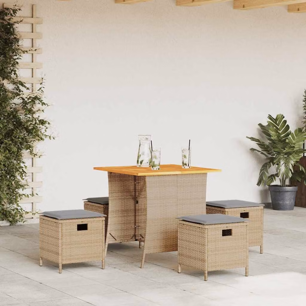 Maison Exclusive - Set da pranzo da giardino 5 pezzi con cuscini in polyrattan beige