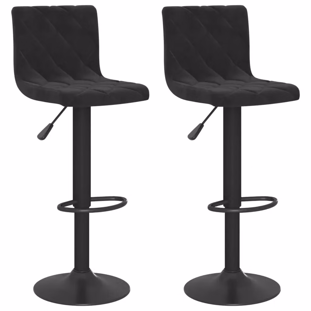 Set di 2 sgabelli da bar vidaXL in velluto nero con base girevole a 360 gradi – 2
