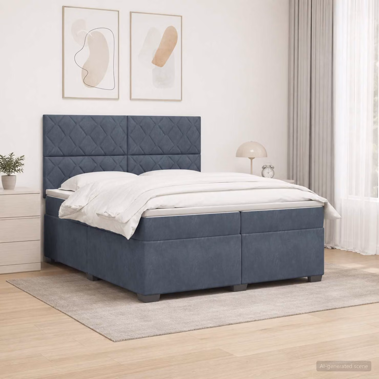 Letto box spring vidaXL con materasso a molle insacchettate in tessuto grigio scuro L/P: 200 x 200 cm