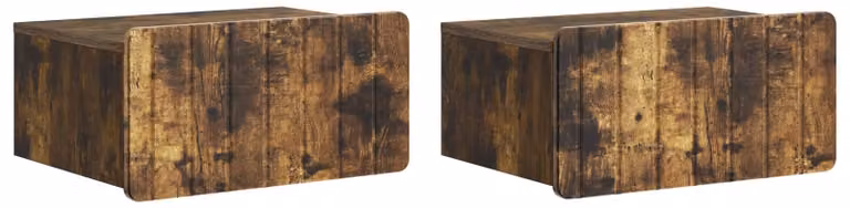 Mobiletto da notte a muro 2 pcs Rovere Fumo 49 x 34,5 x 24 cm