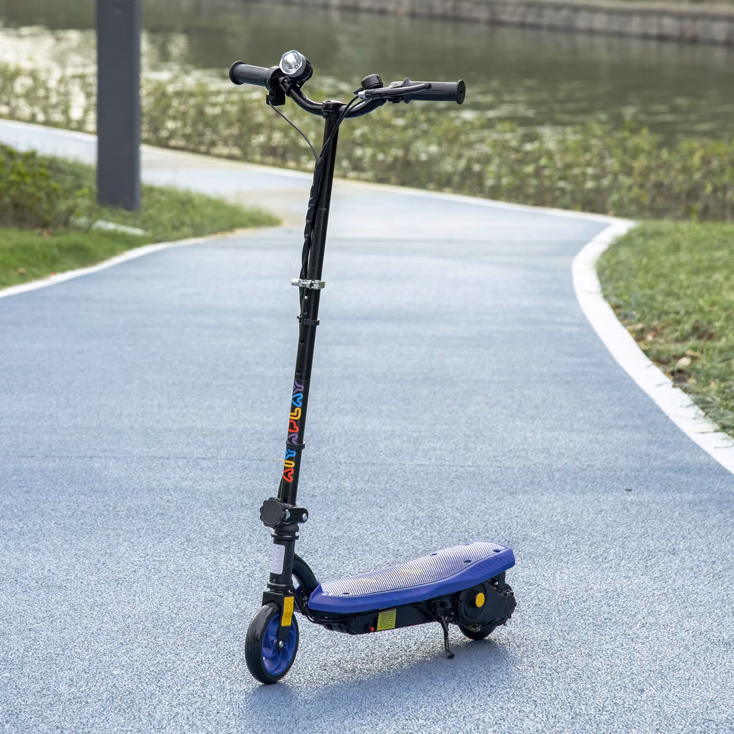 Monopattino elettrico pieghevole HOMCOM per bambini 7-14 anni, 120 W, velocità massima 12 km/h, autonomia 10 km, blu – 2
