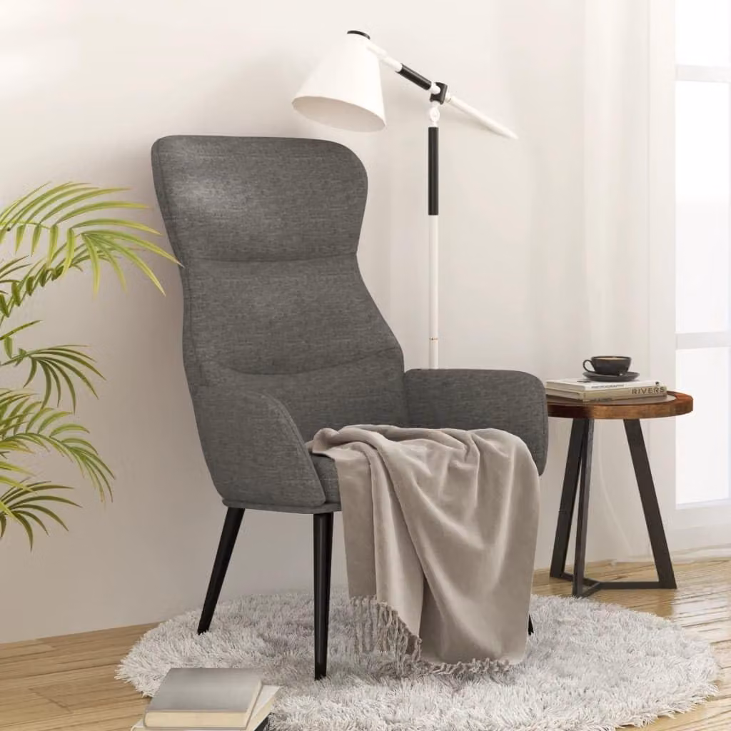 Poltrona relax confortevole con braccioli, color grigio chiaro