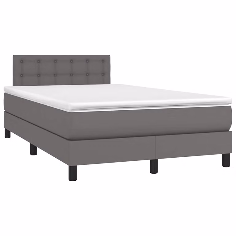 vidaXL Letto con Giroletto a Molle, Materasso Ibrido e Illuminazione LED, Grigio e Bianco, L/P/H: 120 x 200 cm