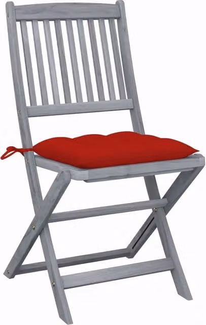 Set di 4 sedie da giardino pieghevoli in legno di acacia con cuscini in tessuto resistente ai raggi UV per esterno