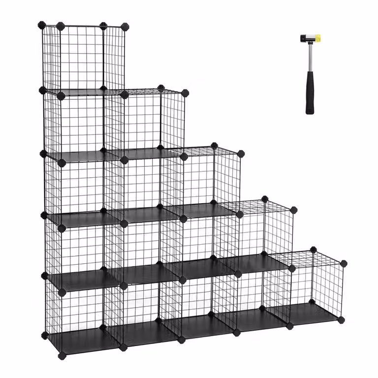 Organizzatore a 16 Cubi in Rete, Nero / Set di 16