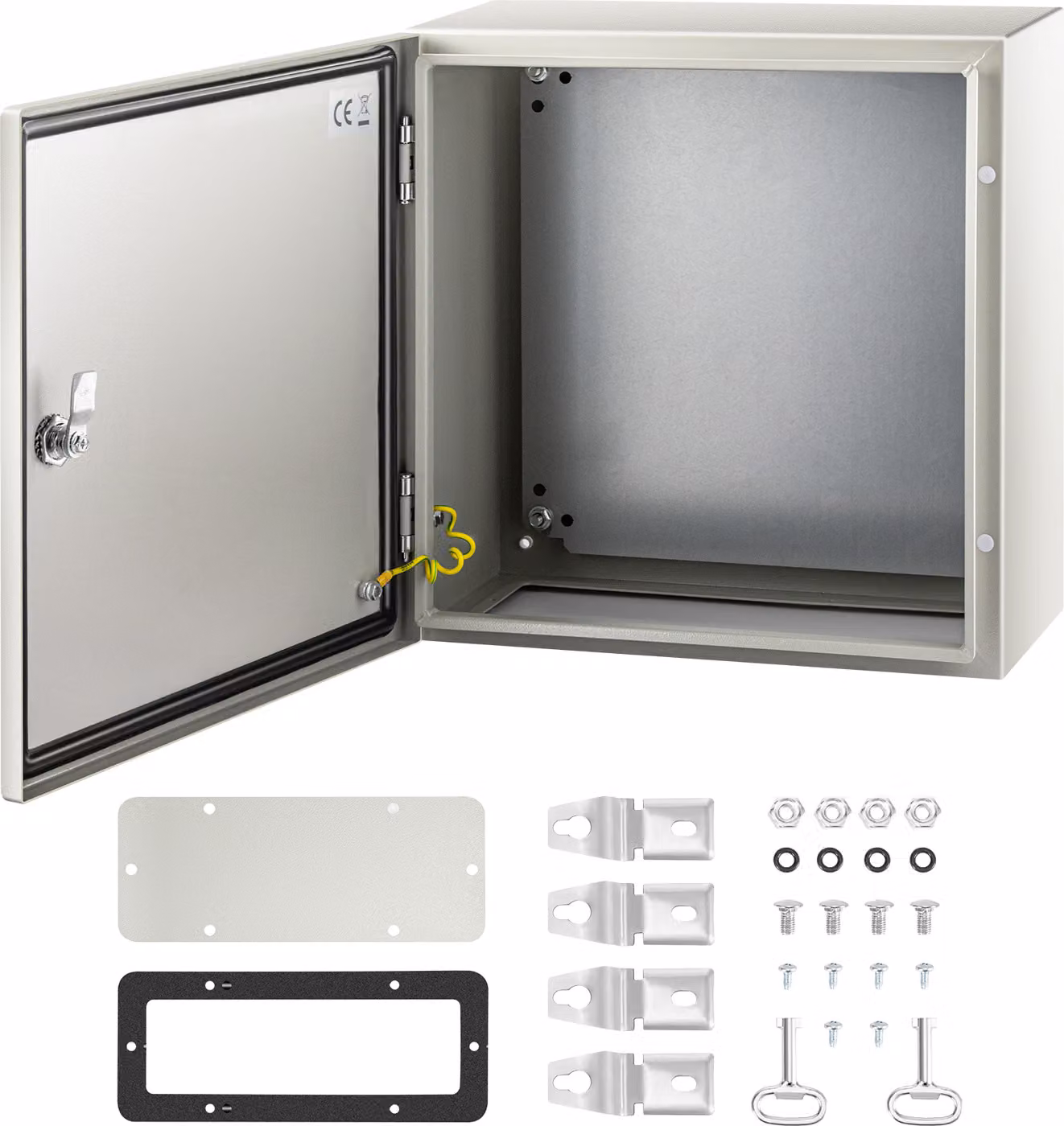 SucceBuy - Scatola elettrica in acciaio NEMA 4X, 16 x 16 x 8 pollici, impermeabile IP66, per uso esterno/interno, in acciaio, nera, 120 V, alta potenza, piastra di montaggio inclusa