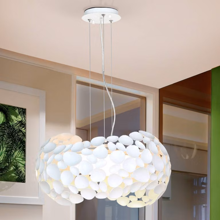 Schuller Valencia Lampada a sospensione Narisa, Bianco / Opale, Soggiorno / Sala da pranzo, Metallo, Design, Lampada a sospensione