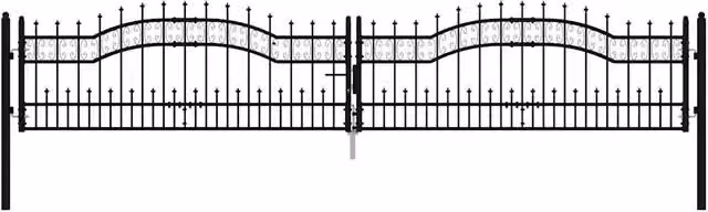 Cancello per recinzione KAMPEN con punta a lancia Nero 394,5x78 cm in acciaio CFW6136493