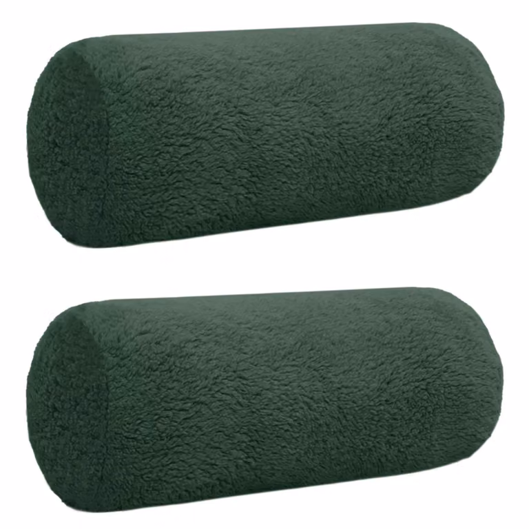 Set di 2 federe vidaXL HEERLEN in tessuto bouclé verde scuro, forma ovale, L 40 cm x P 15 cm