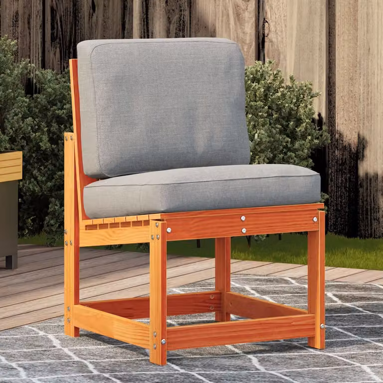 Sedia da giardino vidaXL in legno di pino massello con cuscini marrone e grigio L: 50,5 cm, P: 55 cm, H: 77 cm