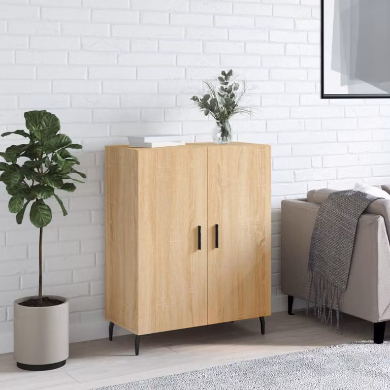 Credenza vidaXL in Rovere Sonoma e Legno Multistrato, Colore Marrone, L 69,5 cm x P 34 cm x H 90 cm
