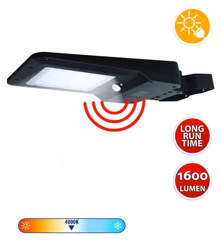 Faretto LED VELAMP SL373 con ricarica solare, rilevatore di movimento