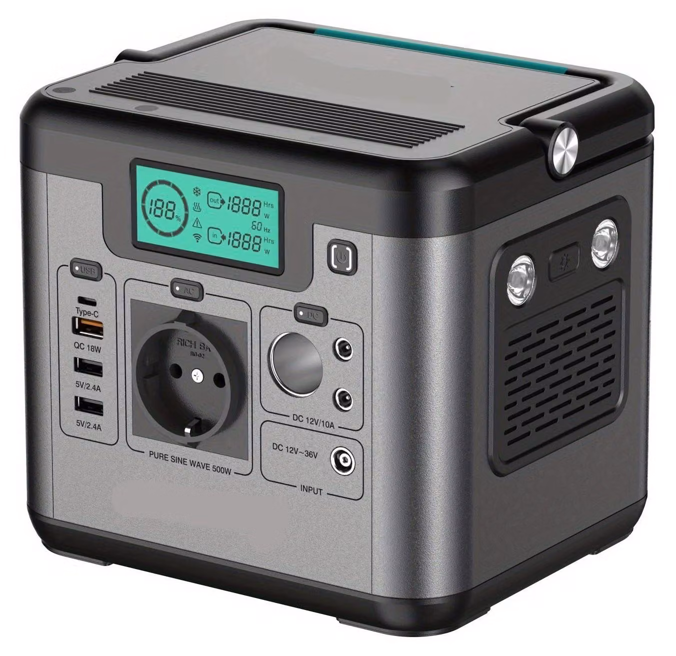 Power bank portatile - centralina di alimentazione - alimentazione di emergenza - batteria esterna - capacità di 518 Wh - uscita AC da 500W
