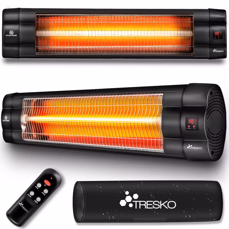 Riscaldatore a infrarossi per esterni - Potenza: 2500 W - Alluminio nero - Montaggio a parete - Radiatore elettrico