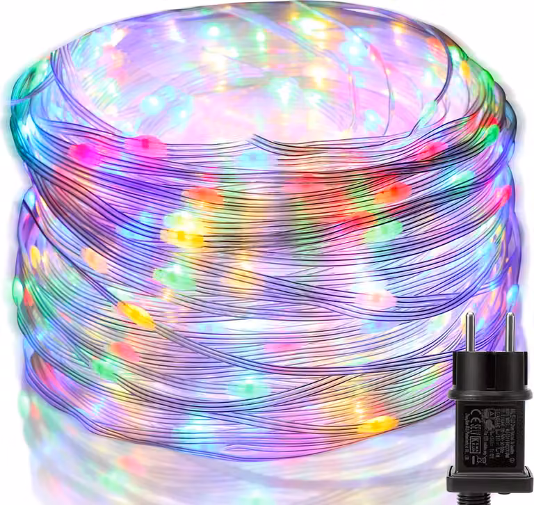10M Led fata luci di potenza, impermeabile 8 modalità PVC corda luce giardino balcone festa decorazione, colorato