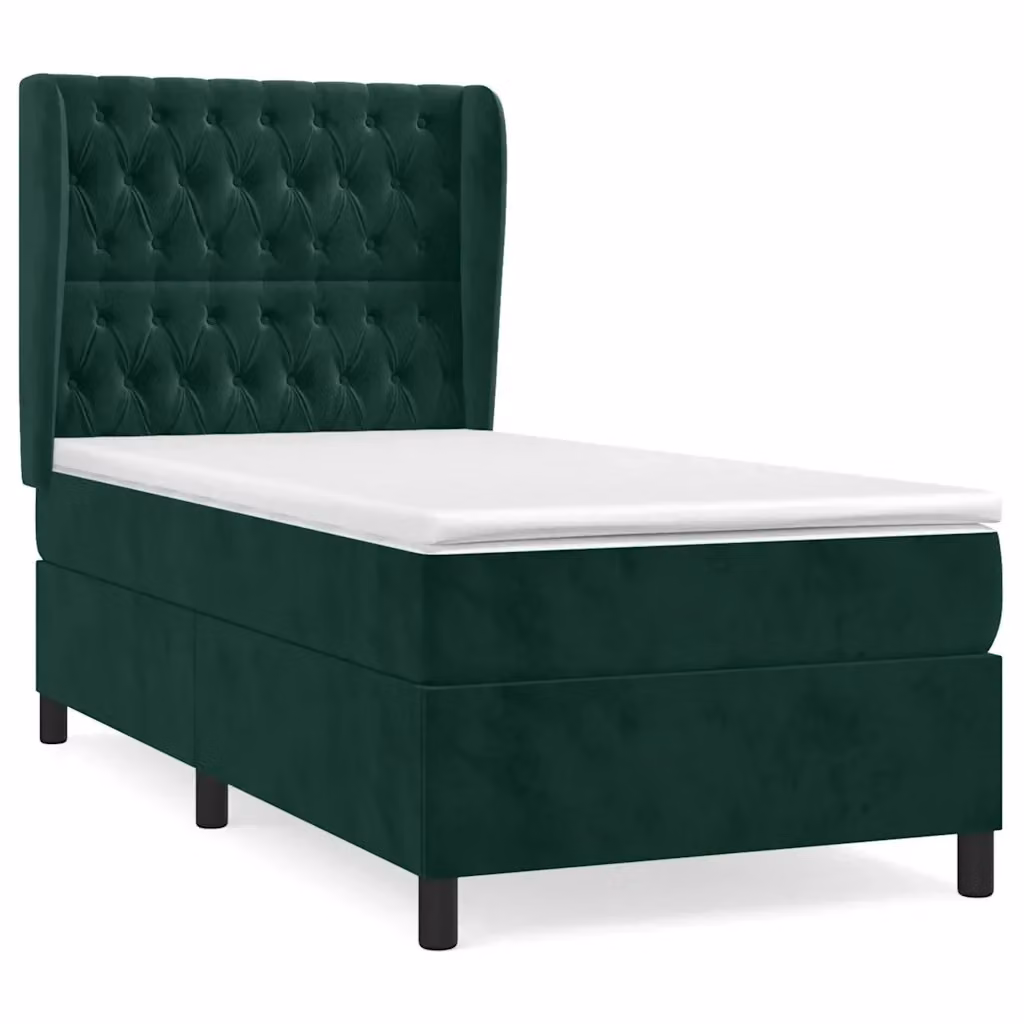 Letto Ibrido vidaXL con Struttura in Legno di Larice e Rivestimento in Velluto Verde Scuro, L/P/H: 203 x 103 x 128 cm – 2