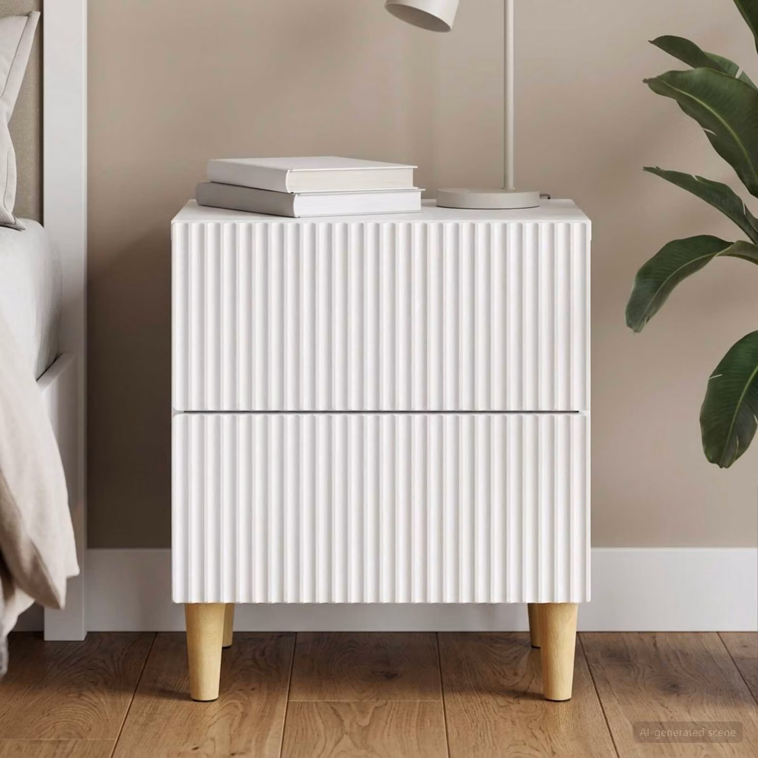 vidaXL Armadio da Notte Bianco in Legno MDF Moderno L: 43 cm, P: 34,5 cm, H: 48 cm