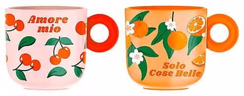 Set di 2 Tazzine Bialetti con Motivo Floreale Multicolore