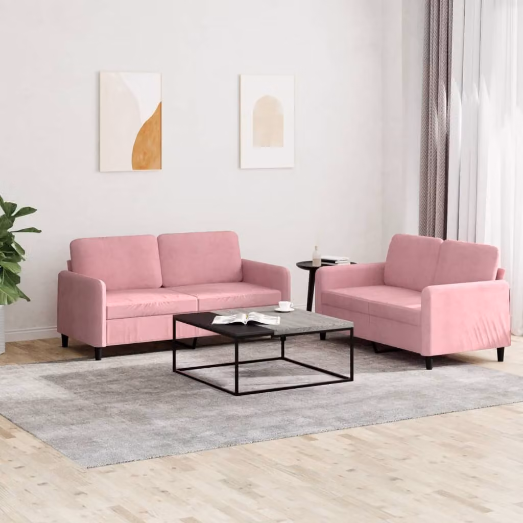 Maison Exclusive - Set divano a 2 posti in velluto rosa