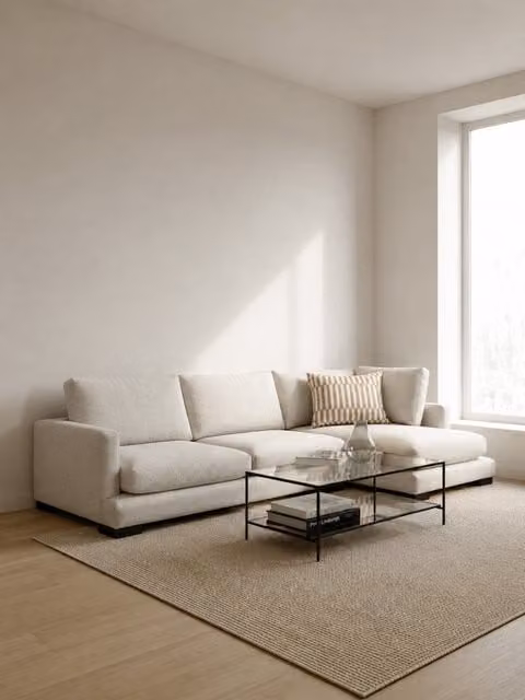 Divano Crate Kenay Home a 4 posti con chaise longue destra, beige, L: 270 cm