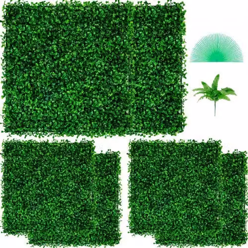 Set di 6 pannelli di siepe artificiale in bosso VEVOR verde, effetto realistico in plastica, L: 50,8 cm x P: 50,8 cm