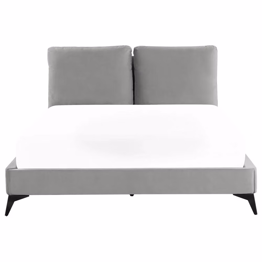 Letto imbottito Beliani in velluto grigio L/P/H: 160 x 200 cm – 2