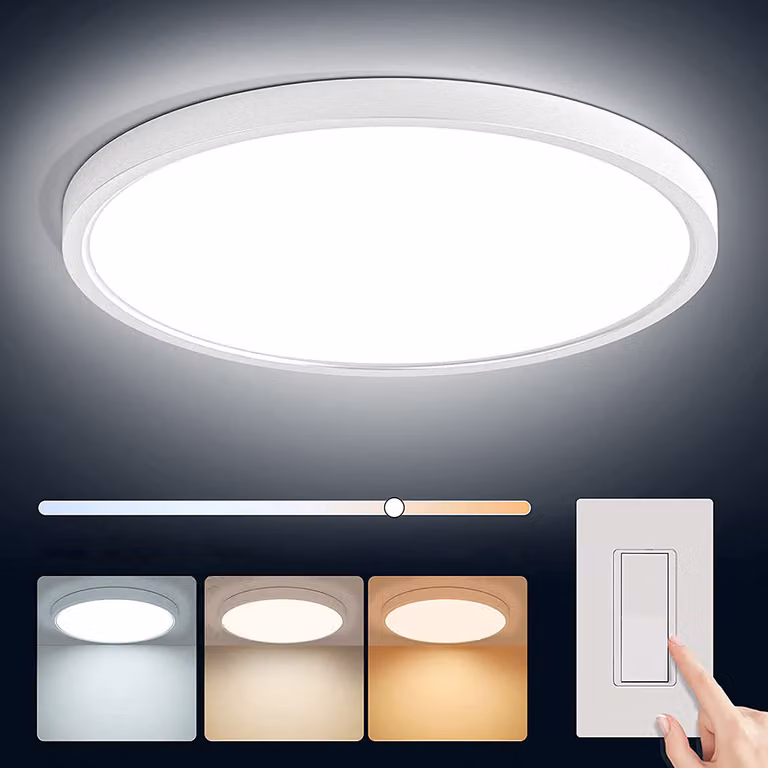 Plafoniera LED rotonda da 38 W con cambio di colore, 3 tonalità di luce, funzione memoria, per camera da letto, soggiorno, ufficio e cucina, φ40 cm, bianca