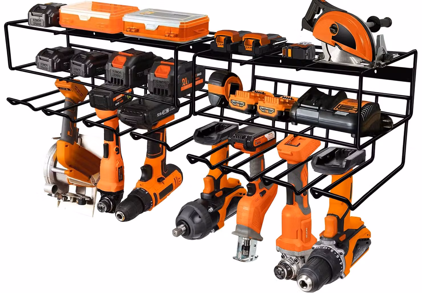 LULARINE - 2 supporti robusti a parete per utensili elettrici, scaffale sospeso per utensili