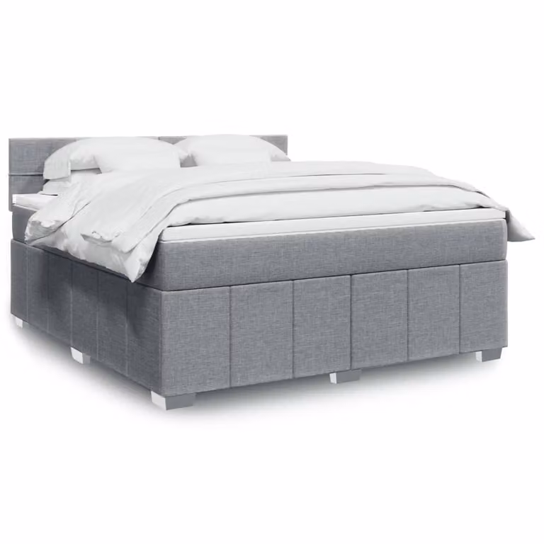 vidaXL Letto Ibrido con Giroletto a Molle e Materasso in Tessuto Grigio e Bianco L/P/H: 180 x 200 cm