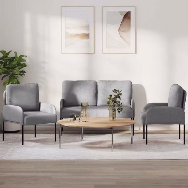 Set divani 3 pz Grigio chiaro Legno compensato 3406208