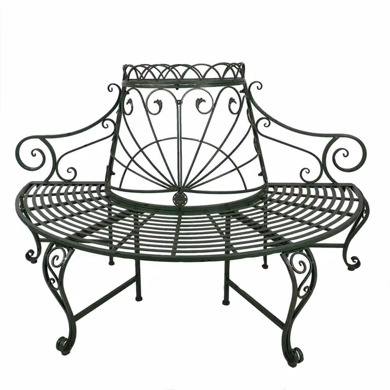 Panchina da giardino Clayre & Eef 167x84x102 cm in metallo verde